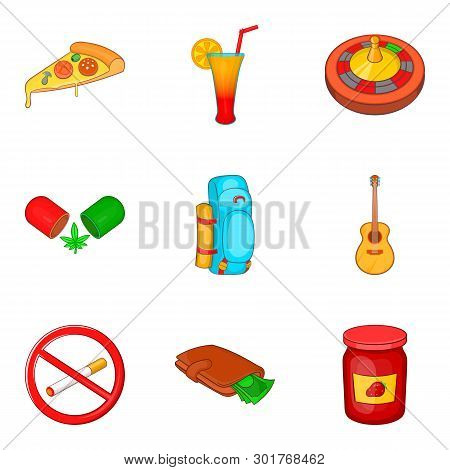 Tendencies Icons Set. Cartoon Set Of 9 Tendencies Icons For Web Isolated On White Background