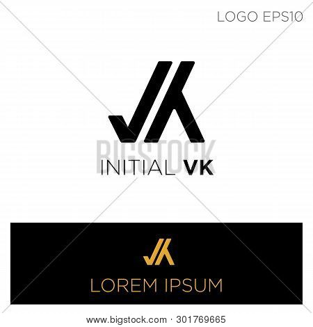 Monogram Initial Vk, V, K Logo Template Black Color Vector Illustration
