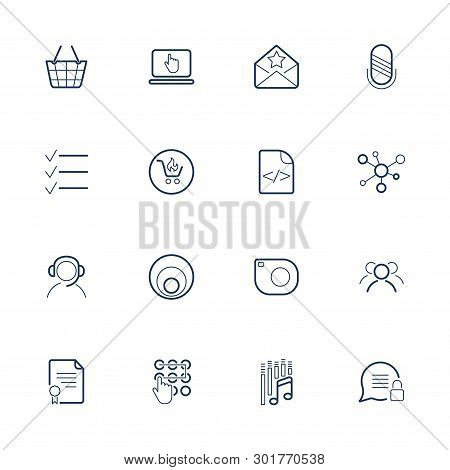 Set Of 16 Vector Icons For Software, Application Or Websites - Social Media And Technology.