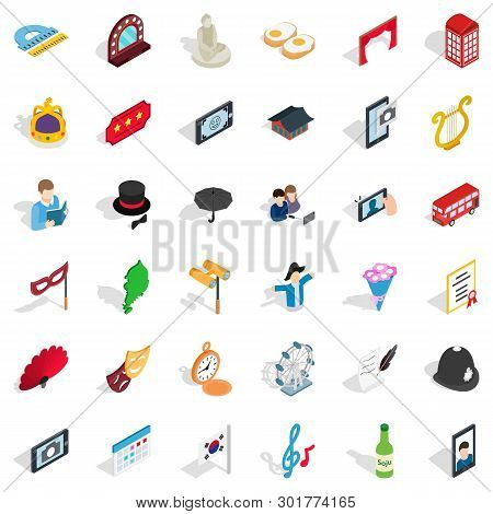 Manners Icons Set. Isometric Set Of 36 Manners Icons For Web Isolated On White Background