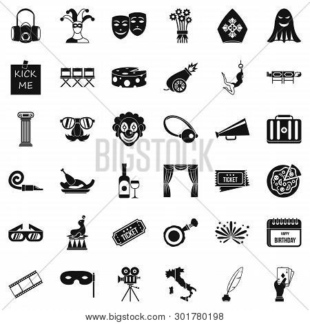 Dramatization Icons Set. Simple Set Of 36 Dramatization Icons For Web Isolated On White Background