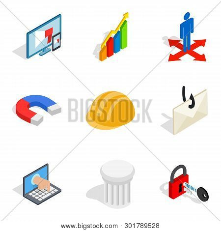 Front End Icons Set. Isometric Set Of 9 Front End Icons For Web Isolated On White Background