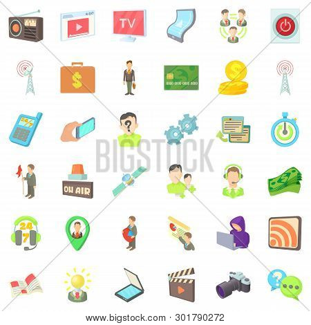 Voiced Consonant Icons Set. Cartoon Set Of 36 Voiced Consonant Icons For Web Isolated On White Backg
