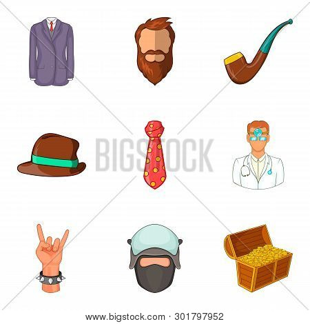 Factory Worker Icons Set. Cartoon Set Of 9 Factory Worker Icons For Web Isolated On White Background