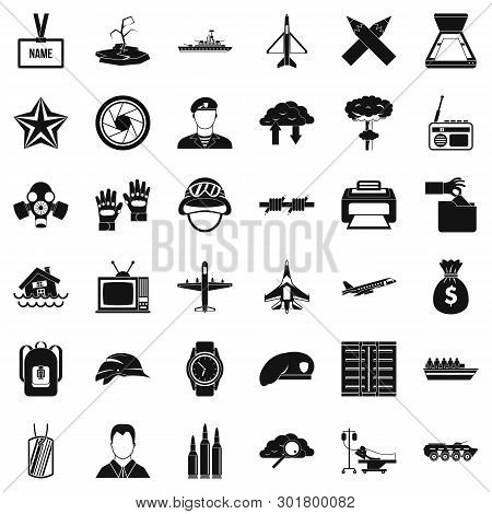 Armed Services Icons Set. Simple Set Of 36 Armed Services Icons For Web Isolated On White Background