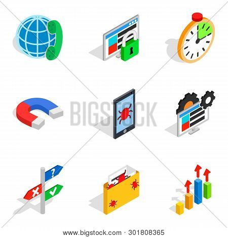 Local Area Network Icons Set. Isometric Set Of 9 Local Area Network Icons For Web Isolated On White 