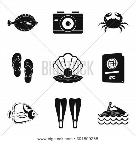 Ocean Floor Icons Set. Simple Set Of 9 Ocean Floor Icons For Web Isolated On White Background