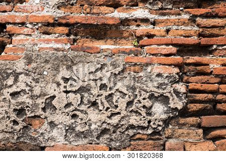 The Old Broken Wall And Brick.