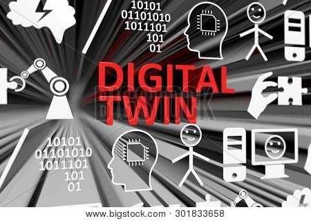 Digital Twin Concept Blurred Background 3d Render Illustration
