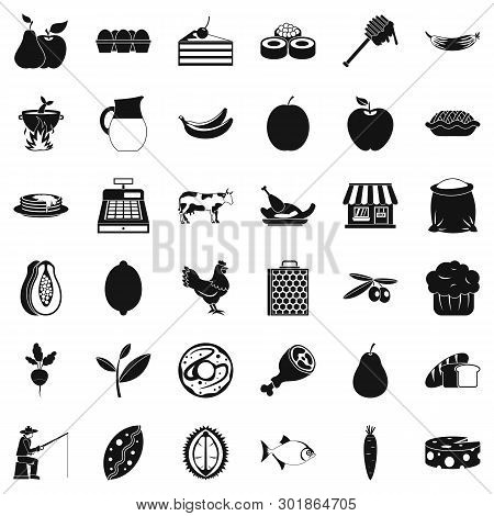 Green Pabulum Icons Set. Simple Set Of 36 Green Pabulum Icons For Web Isolated On White Background