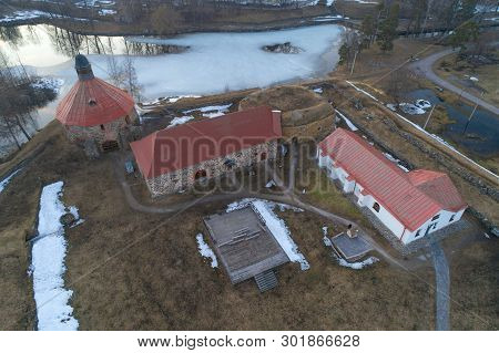 Above The Ancient Korela Fortress On April Evening. Priozersk, Russia