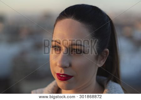 Girl Enjoying The Sunset