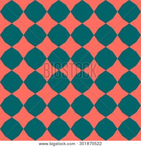 Vector Geometric Seamless Pattern. Simple Abstract Checkered Texture With Diamond Shapes, Small Rhom