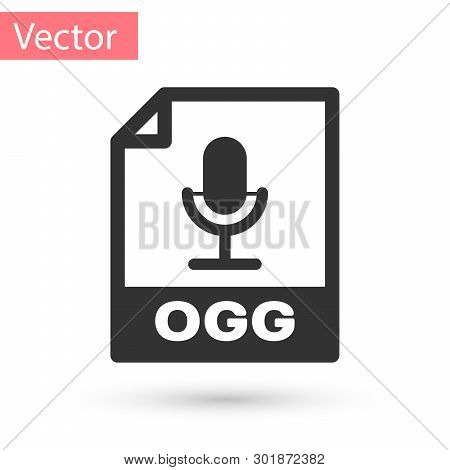 Grey Ogg File Document Icon. Download Ogg Button Icon Isolated On White Background. Ogg File Symbol.
