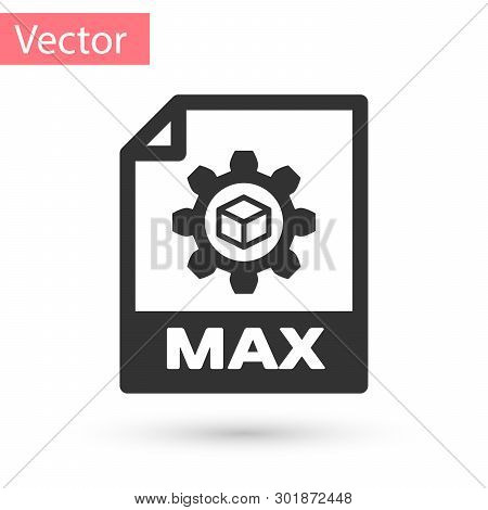 Grey Max File Document Icon. Download Max Button Icon Isolated On White Background. Max File Symbol.