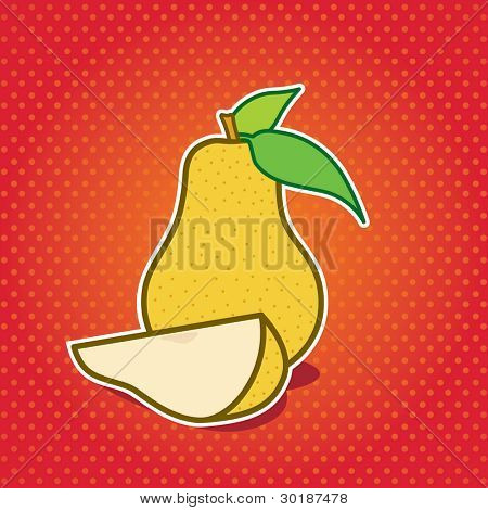 Pêra fresca no fundo pontilhada.