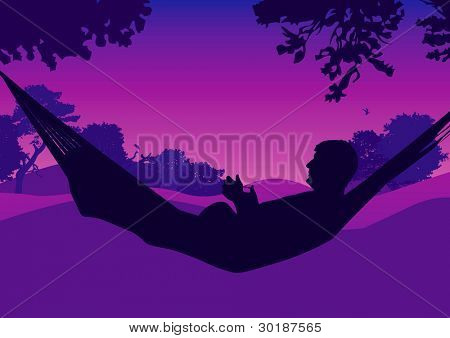 um homem em uma rede.