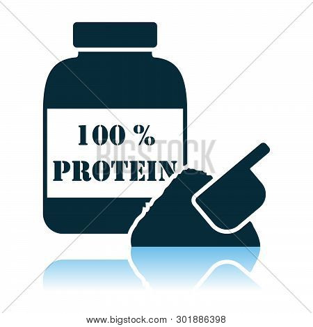 Protein Conteiner Icon. Shadow Reflection Design. Vector Illustration.