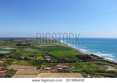 View On Proof Of Roundness Of Earth From Kouklia Hill. Beautiful Outlook From Ancient Kourion, Episk