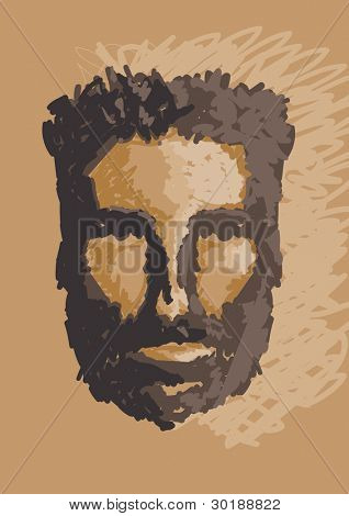 ritratto cavernicolo. mano vettoriale disegnare illustrazione.