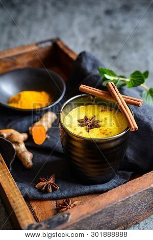 Healthy Drink, Turmeric Golden Milk In A Jar