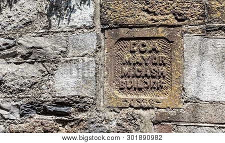 An Old Block Cornerstone On A Wall In Savannah Georgia