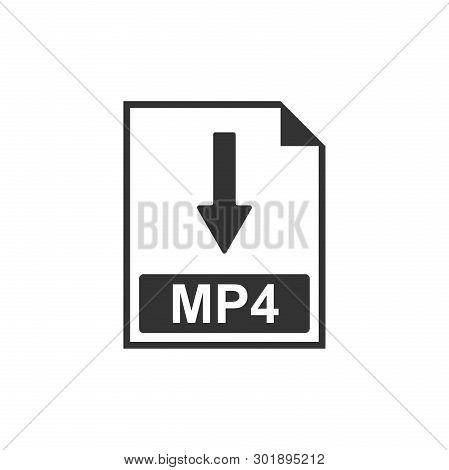 Mp4 File Document Icon. Download Mp4 Button Icon Isolated. Flat Design. Vector Illustration