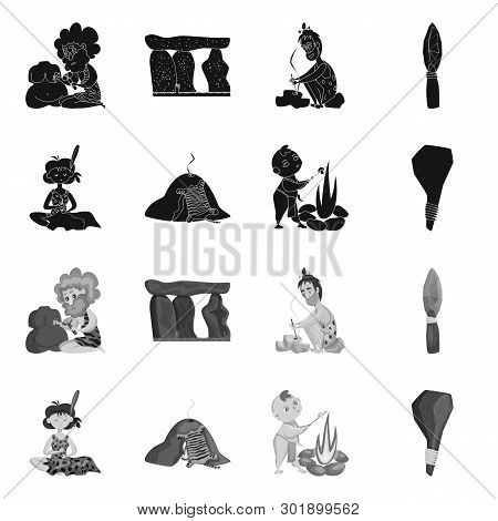 Vector Illustration Of Evolution  And Prehistory Sign. Set Of Evolution  And Development  Vector Ico