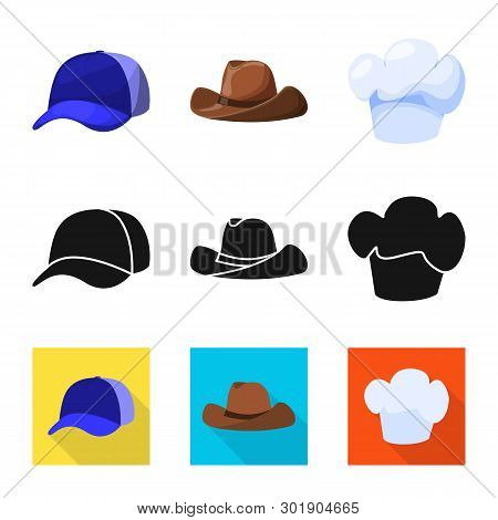 Vector Design Of Clothing And Cap Logo. Set Of Clothing And Beret Stock Vector Illustration.