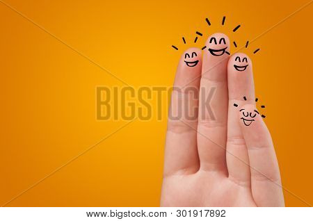 Waggish happy fingers with team building concept