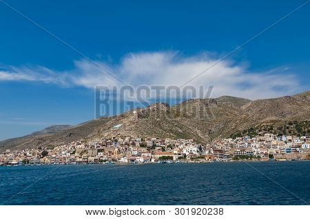 Pothia City On Kalymnos Island. View Form Ferry.