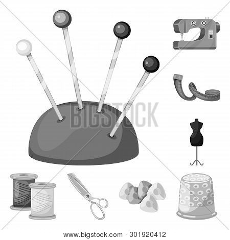 Vector Illustration Of Dressmaking And Textile Icon. Collection Of Dressmaking And Handcraft Stock V