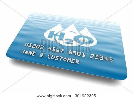 Water H20 Drinkable Clean Resource Credit Card Account 3d Illustration