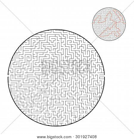 Difficult Big Maze. Game For Kids And Adults. Puzzle For Children. Labyrinth Conundrum. Find The Rig