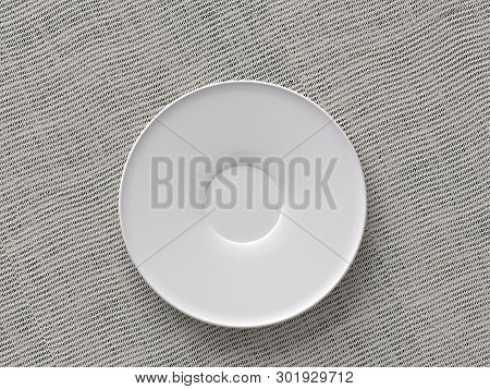 White Plate. Empty Plate. Dishes On The Table. Empty Saucer. Plate 3d Rendering.