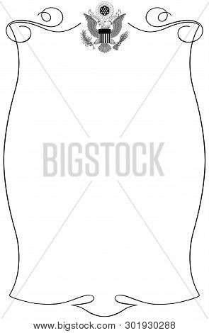 Blank Sheet Of Paper With Symbols Of The United States Of America