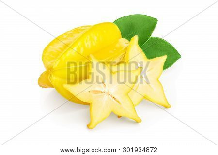 Carambola Or Star-fruit Isolated On White Background