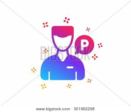 Valet Servant Icon. Parking Person Sign. Transport Park Service Symbol. Dynamic Shapes. Gradient Des