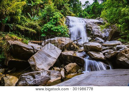 Background Wallpaper Nature Forest Hill Waterfall. Thailand Doi Inthanon. Travel Nature. Travel Rela