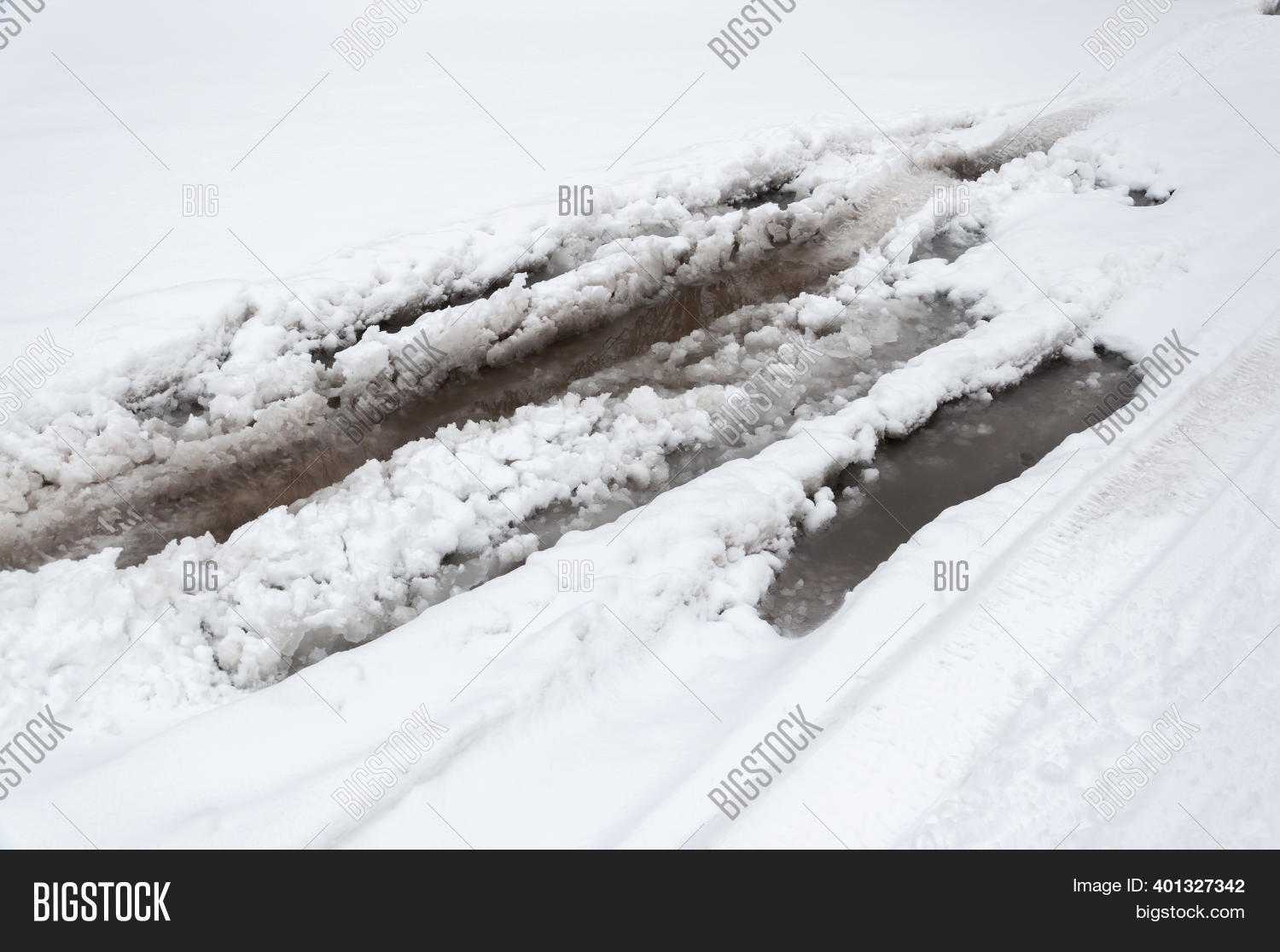Melted Snow On Asphalt Image & Photo (Free Trial) Bigstock