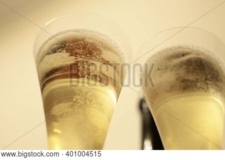 Bottle Of Champagne And A Pair Glasses Before Drinking