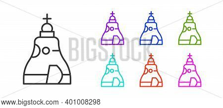 Black Line The Tsar Bell In Moscow Monument Icon Isolated On White Background. Set Icons Colorful. V