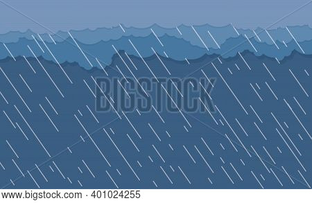 Heavy Rain In Dark Sky, Rainy Season, Clouds And Storm, Weather Nature Background, Flood Natural Dis