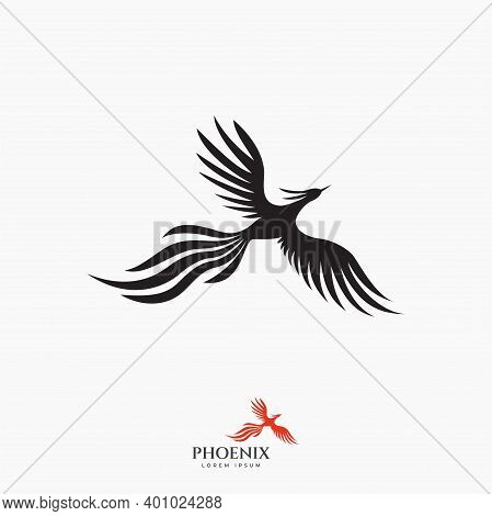Phoenix Flying Fire Bird Vector Abstract Logo Icon Design Template