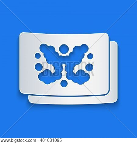 Paper Cut Rorschach Test Icon Isolated On Blue Background. Psycho Diagnostic Inkblot Test Rorschach.