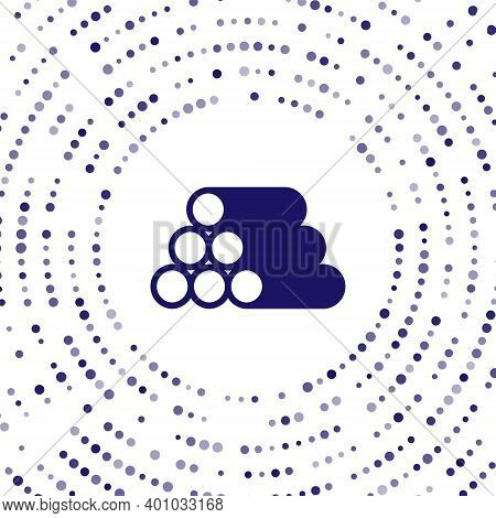 Blue Wooden Logs Icon Isolated On White Background. Stack Of Firewood. Abstract Circle Random Dots. 