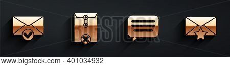 Set Envelope And Check Mark, Delete Envelope, Speech Bubble Chat And Envelope With Star Icon With Lo