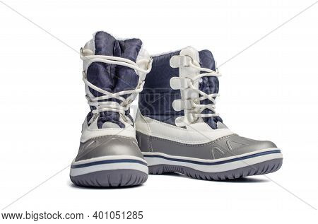 Baby Boots Isolated On White Background. Boots For Winter Season, Kid Collection, Isolated On White 