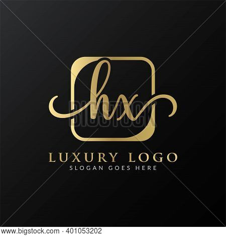 Hx Logo Design Vector Template. Initial Luxury Letter Hx Vector Illustration