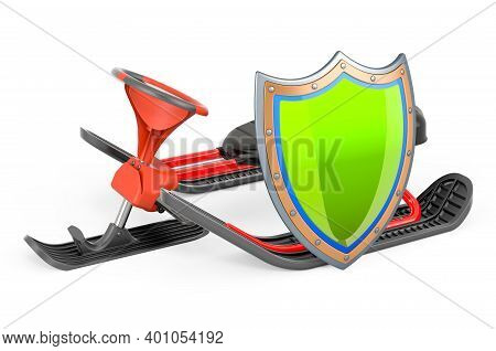 Snowracer With Shield, 3d Rendering Isolated On White Background